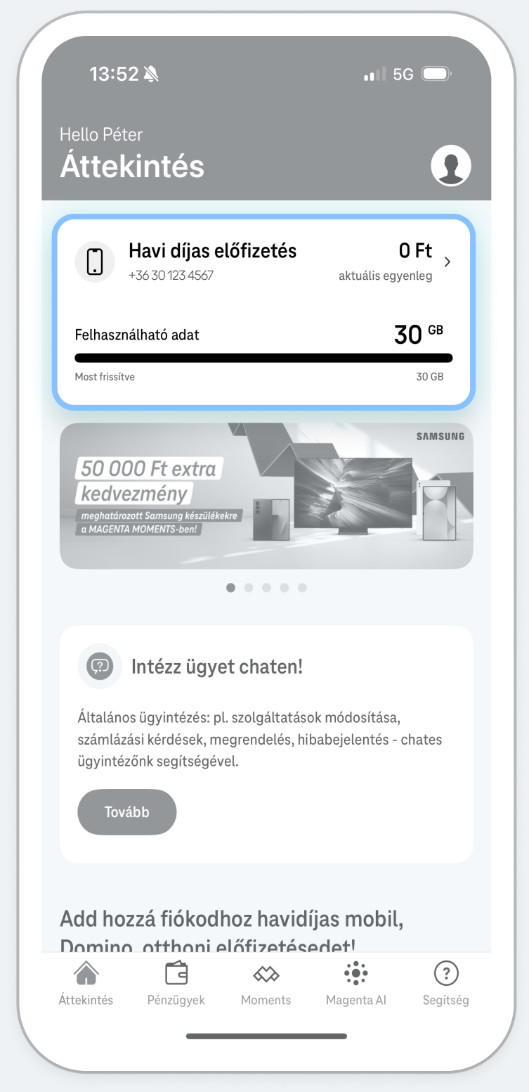 Nyisd meg a Telekom
      applikációt!